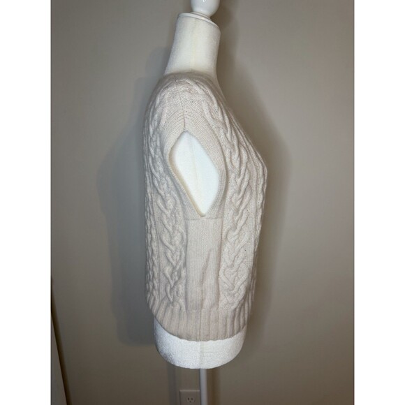 Garnet Hill Cabled Cashmere Cream Sweater Vest XS Quiet Luxury - Picture 4 of 8